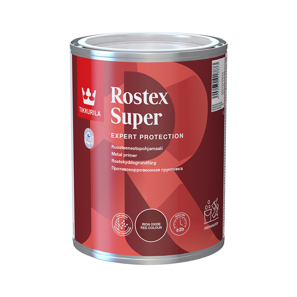 Ґрунтовка емаль TIKKURILA антикорозійна Rostex Super сірий мат 1 л